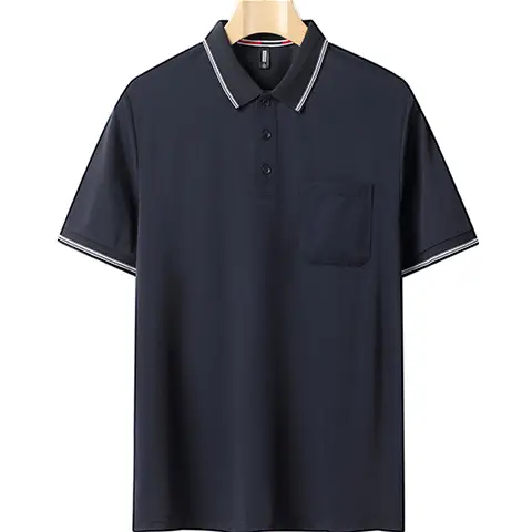 Men's Blue Polo T-Shirt Short Sleeve Ice Silk 30-50 - Image 9
