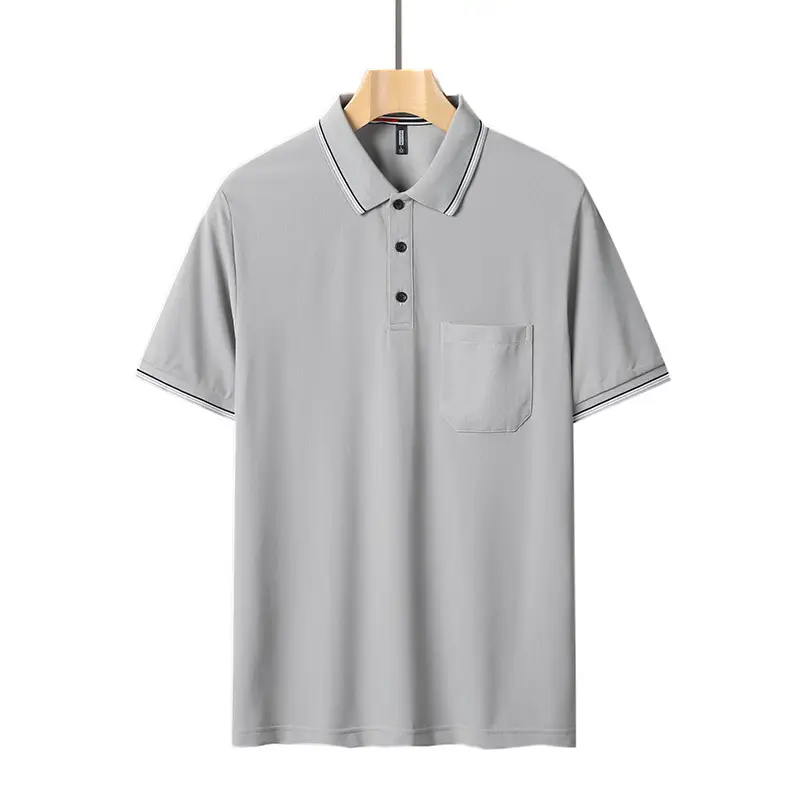 Men's Blue Polo T-Shirt Short Sleeve Ice Silk 30-50 - Image 3