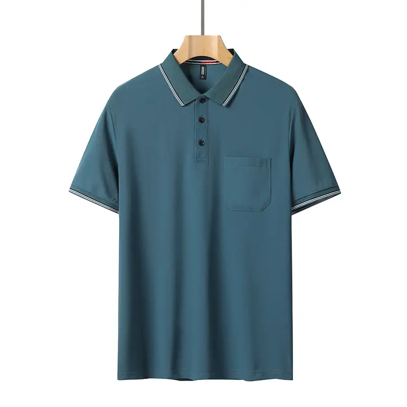 Men's Blue Polo T-Shirt Short Sleeve Ice Silk 30-50 - Image 4