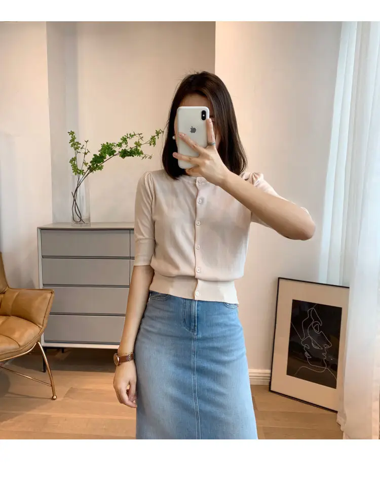 Women Pink Knitted Mid-Sleeve Cardigan — feature 1