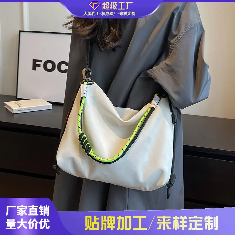 Women Large Capacity Shoulder Crossbody Bag Black Green - Image 3