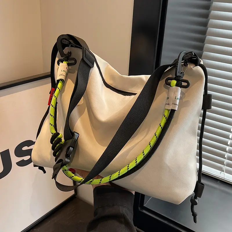 Women Large Capacity Shoulder Crossbody Bag Black Green - Image 2