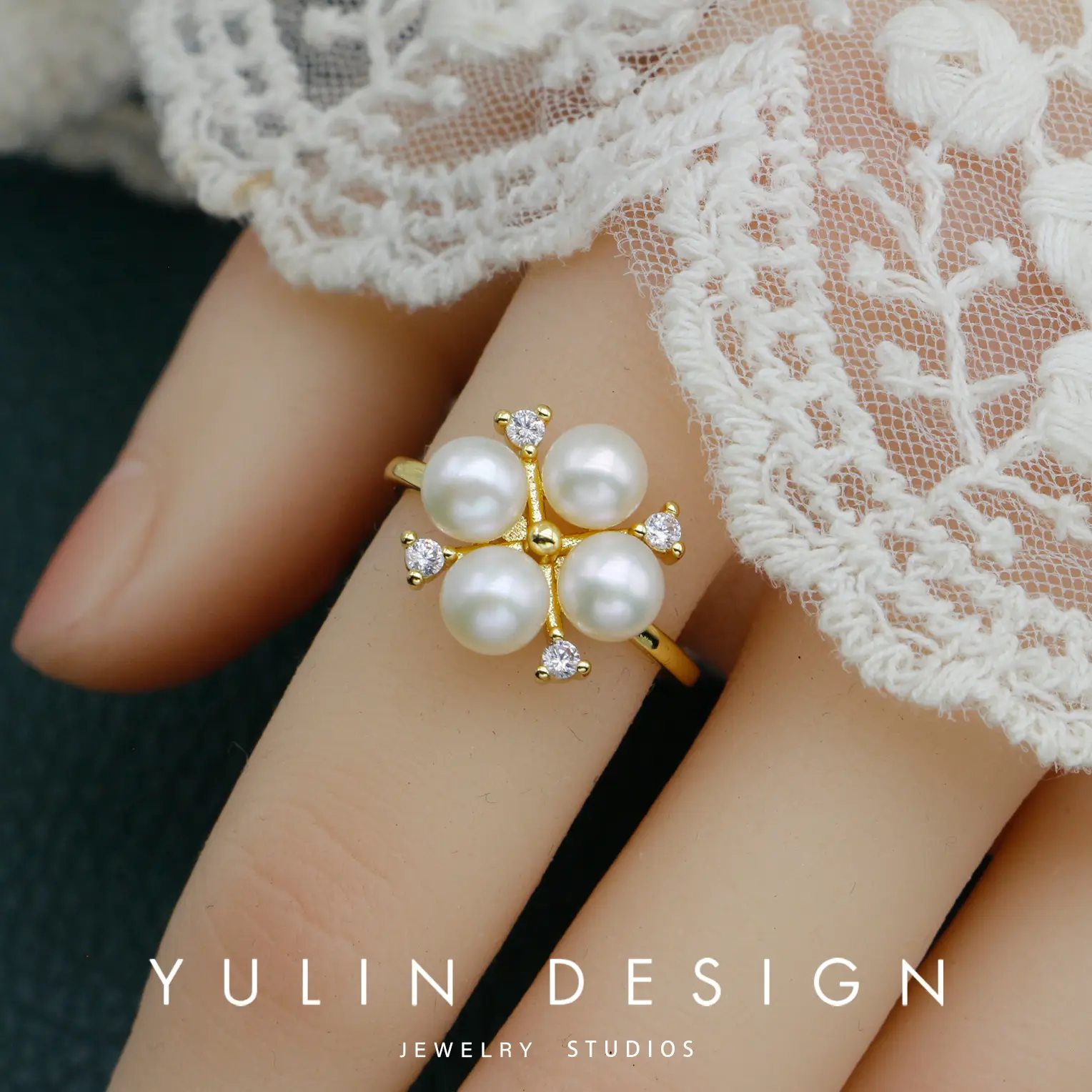 Retro Pearl Ring with Palace Style Winding Gold - Image 10