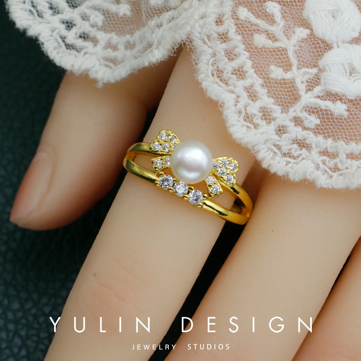 Retro Pearl Ring with Palace Style Winding Gold - Image 11