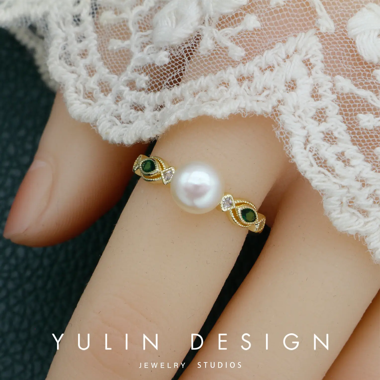 Retro Pearl Ring with Palace Style Winding Gold - Image 4