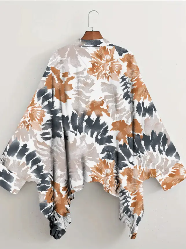 European American Cross-Border Ethnic Print Suit Loose Bat Sleeves Shawl Shirt — feature 36