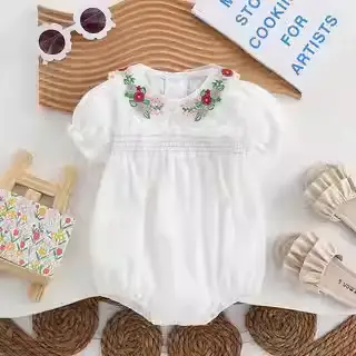 Baby Wrap Fart Summer Short Sleeve White Triangle Shirt - Image 3