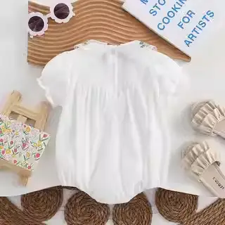 Baby Wrap Fart Summer Short Sleeve White Triangle Shirt - Image 4