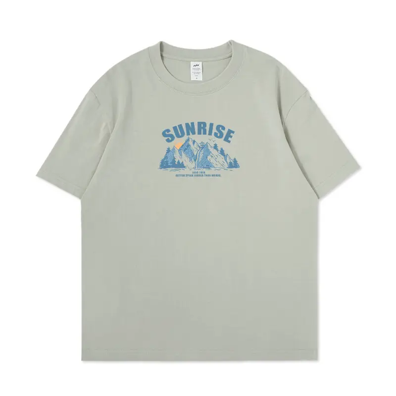 Men Printed Cotton T-Shirt Sunrise Design White - Image 14
