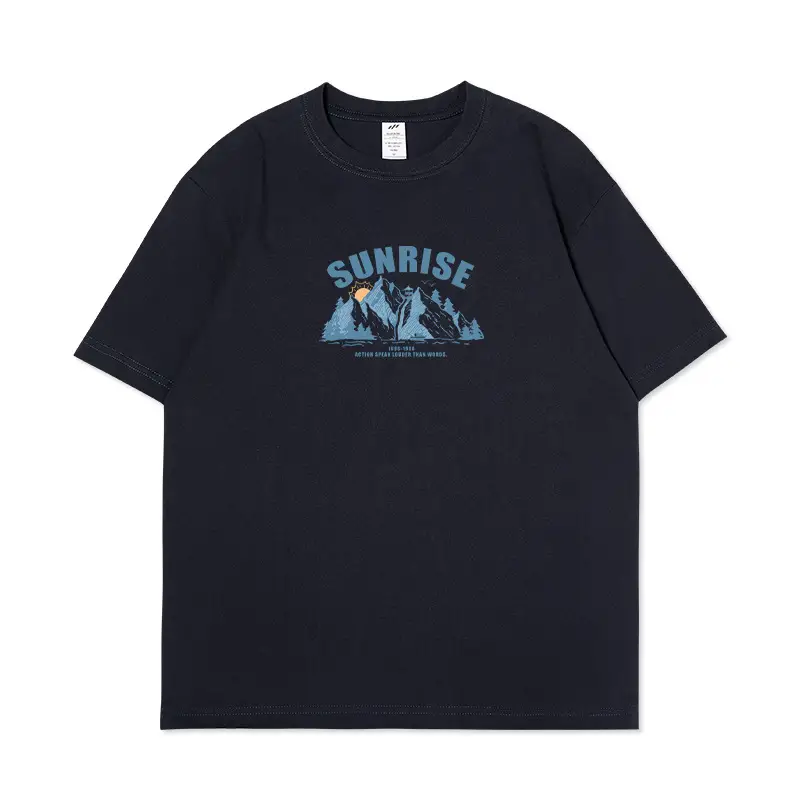 Men Printed Cotton T-Shirt Sunrise Design White - Image 2