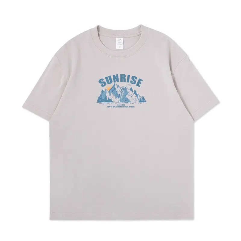 Men Printed Cotton T-Shirt Sunrise Design White - Image 3
