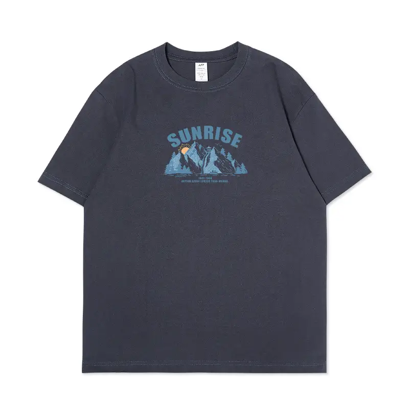 Men Printed Cotton T-Shirt Sunrise Design White - Image 6