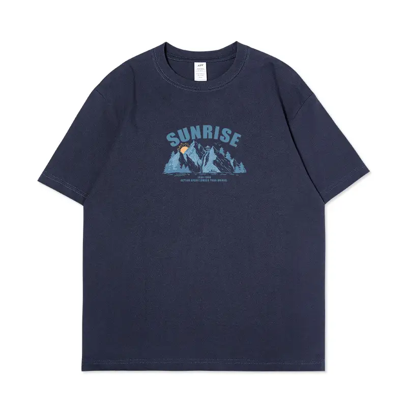 Men Printed Cotton T-Shirt Sunrise Design White - Image 7