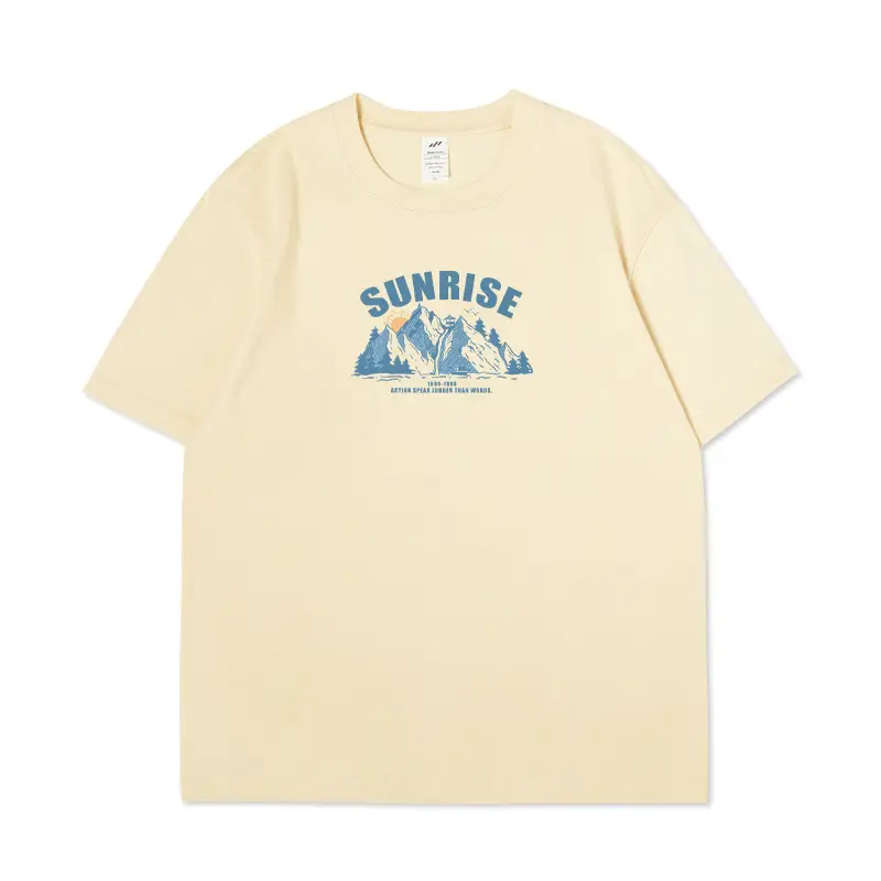 Men Printed Cotton T-Shirt Sunrise Design White - Image 8
