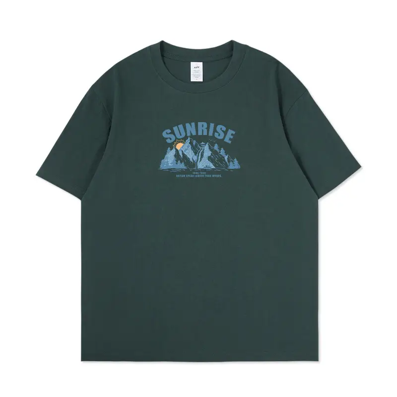 Men Printed Cotton T-Shirt Sunrise Design White - Image 9