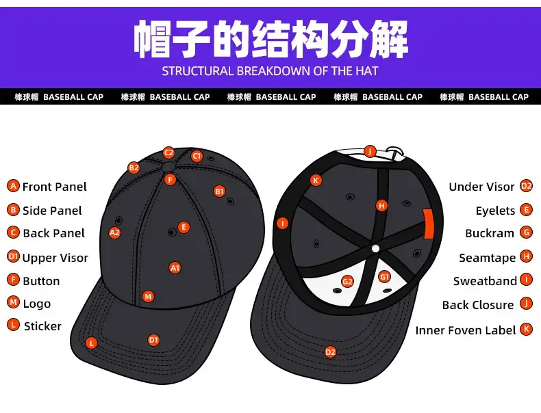 Black Unisex Pure Cotton Baseball Cap with Cross-Border Embroidery — feature 13