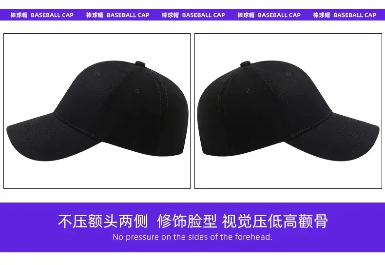 Black Unisex Pure Cotton Baseball Cap with Cross-Border Embroidery — feature 15