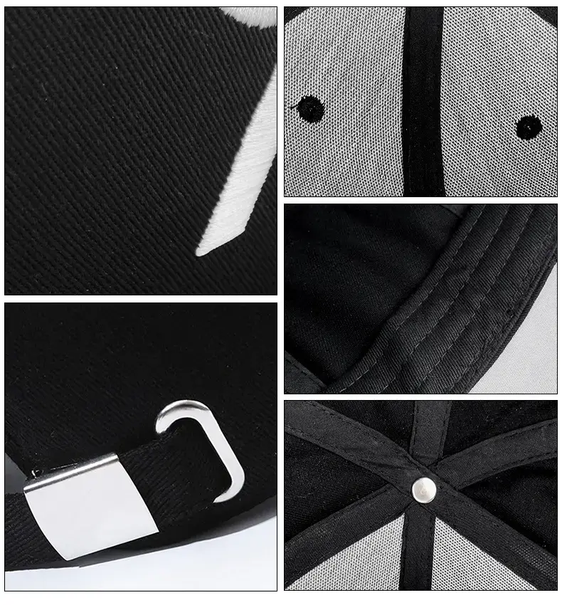 Black Unisex Pure Cotton Baseball Cap with Cross-Border Embroidery — feature 17