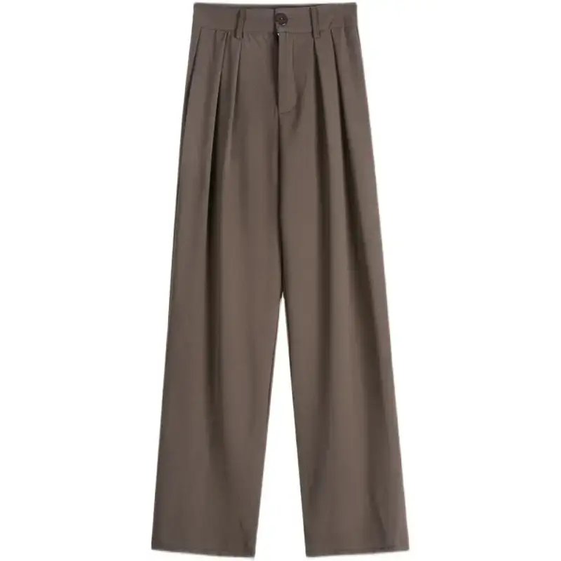 Apricot Straight Leg Pants Women White Loose Fit - Image 7