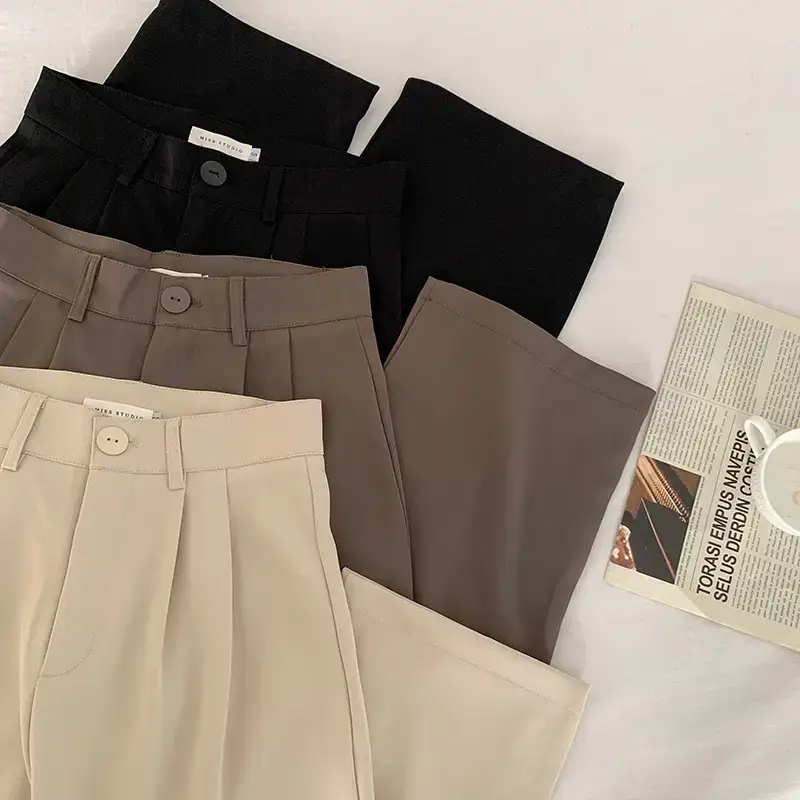 Apricot Straight Leg Pants Women White Loose Fit — feature 10