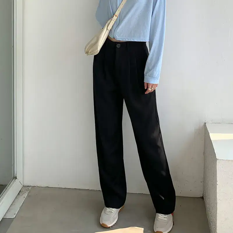 Apricot Straight Leg Pants Women White Loose Fit — feature 27