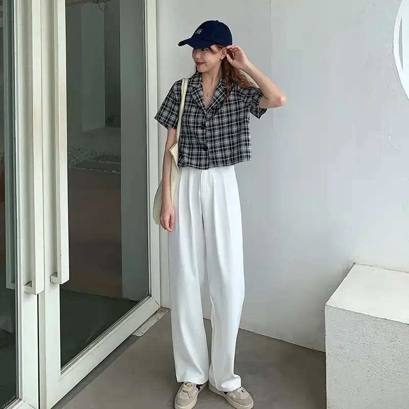 Apricot Straight Leg Pants Women White Loose Fit — feature 29