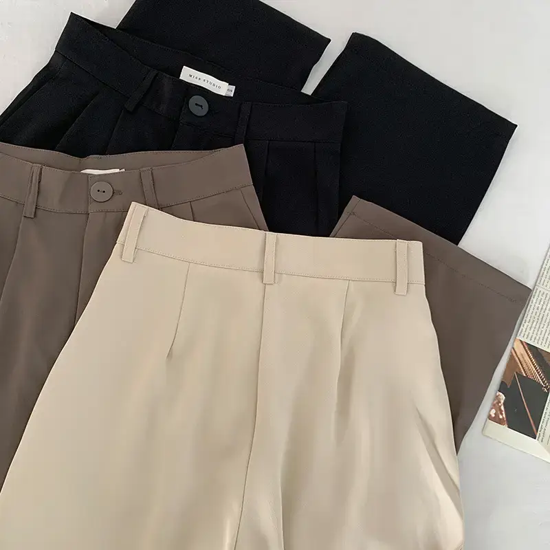 Apricot Straight Leg Pants Women White Loose Fit — feature 8