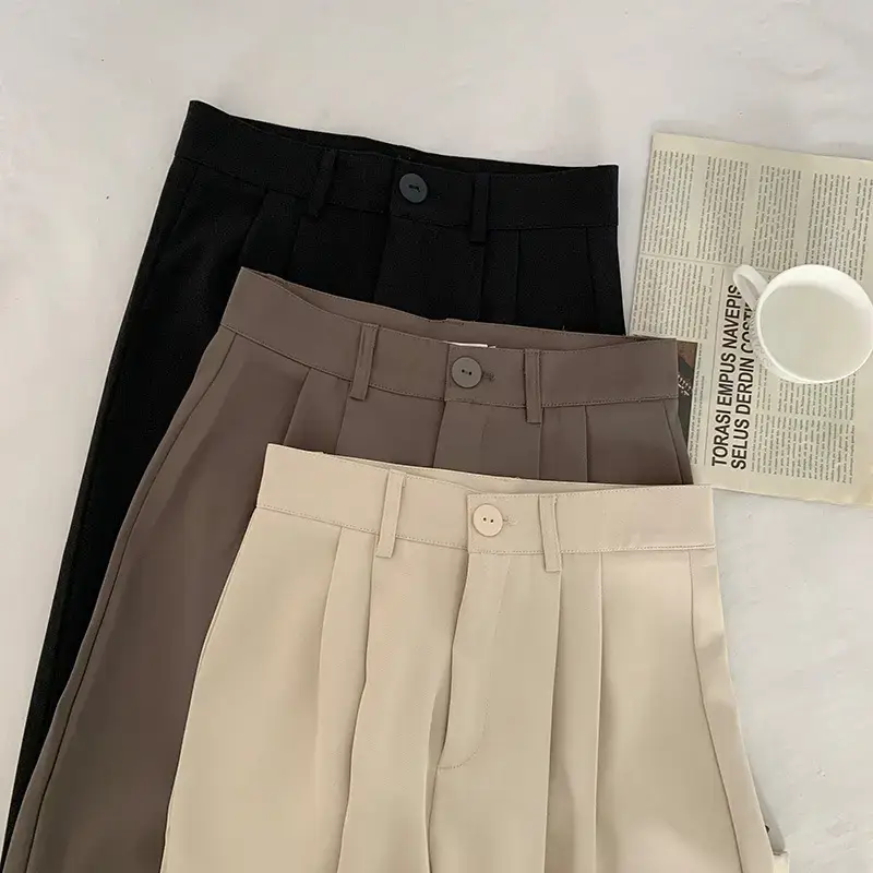 Apricot Straight Leg Pants Women White Loose Fit — feature 9