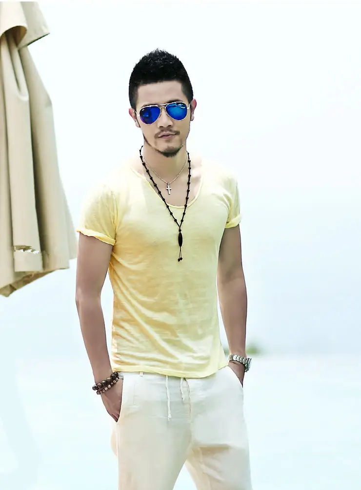 Men Korean Style Short Sleeve T-Shirt Grey Slim Fit — feature 17