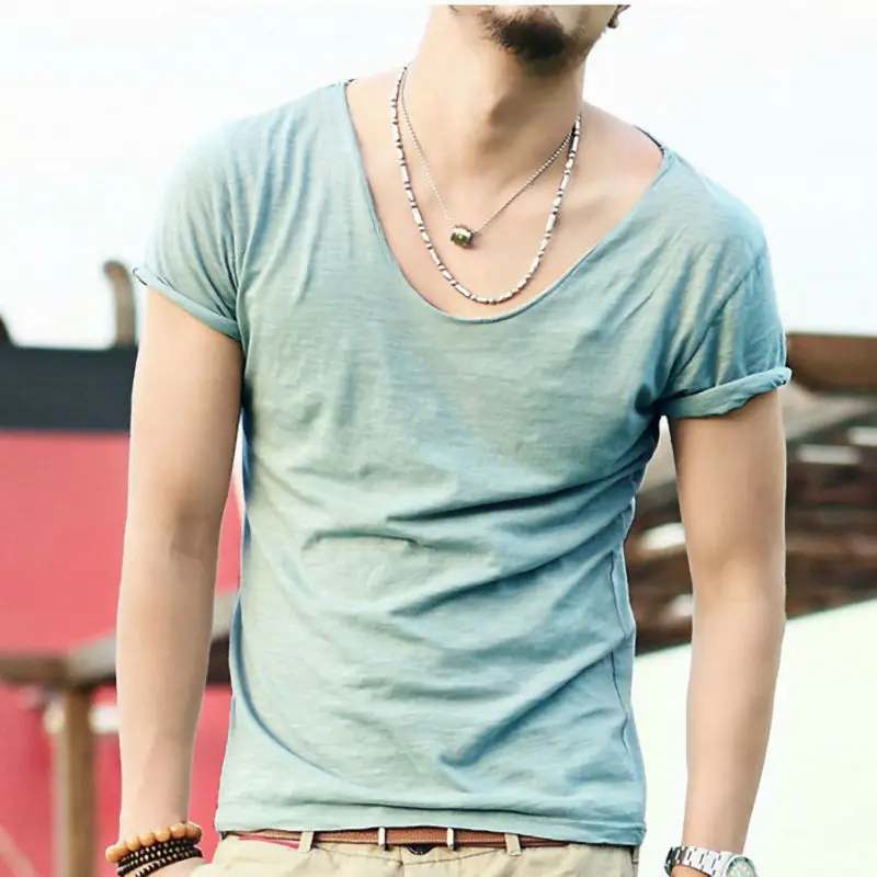 Men Korean Style Short Sleeve T-Shirt Grey Slim Fit — feature 5