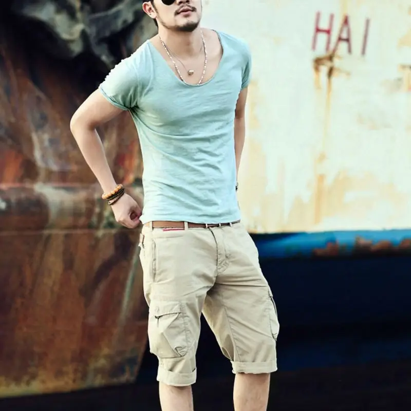 Men Korean Style Short Sleeve T-Shirt Grey Slim Fit — feature 6