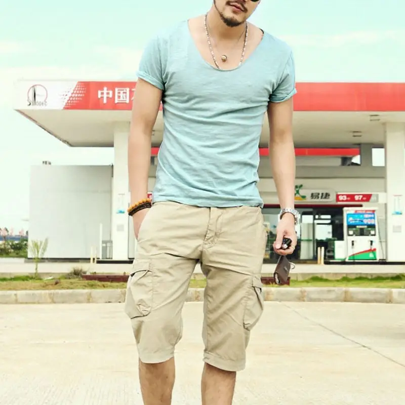 Men Korean Style Short Sleeve T-Shirt Grey Slim Fit — feature 7