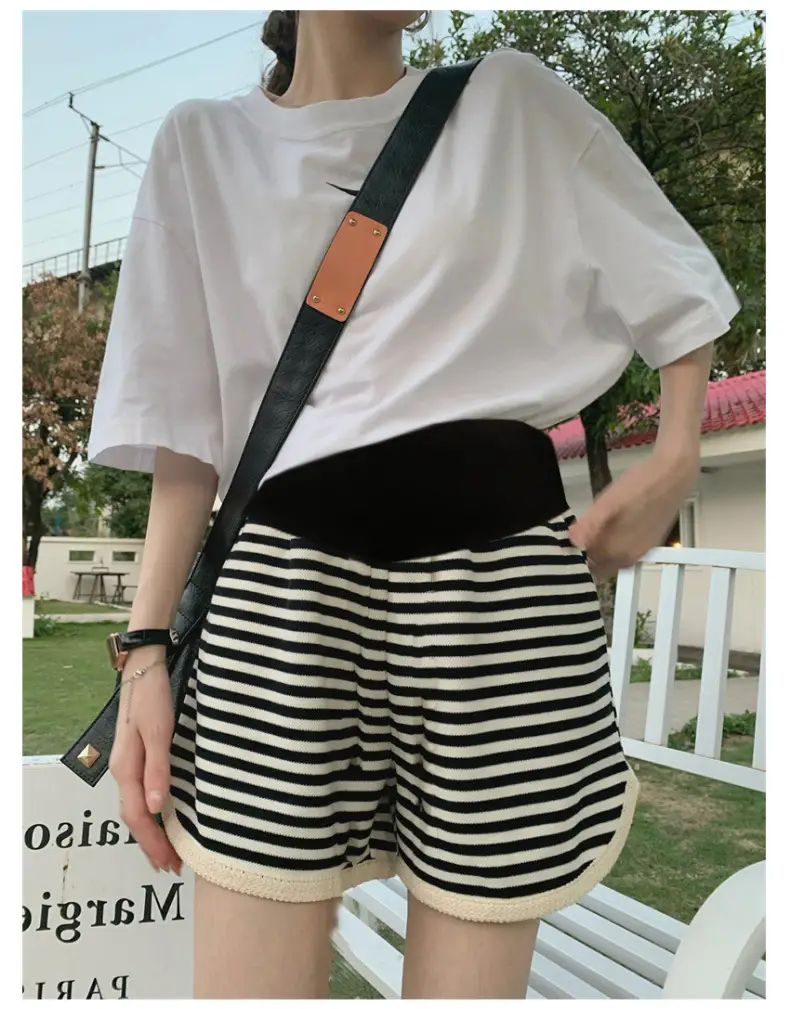 Pregnant Women Striped Shorts Abdomen Support Large Size — feature 13