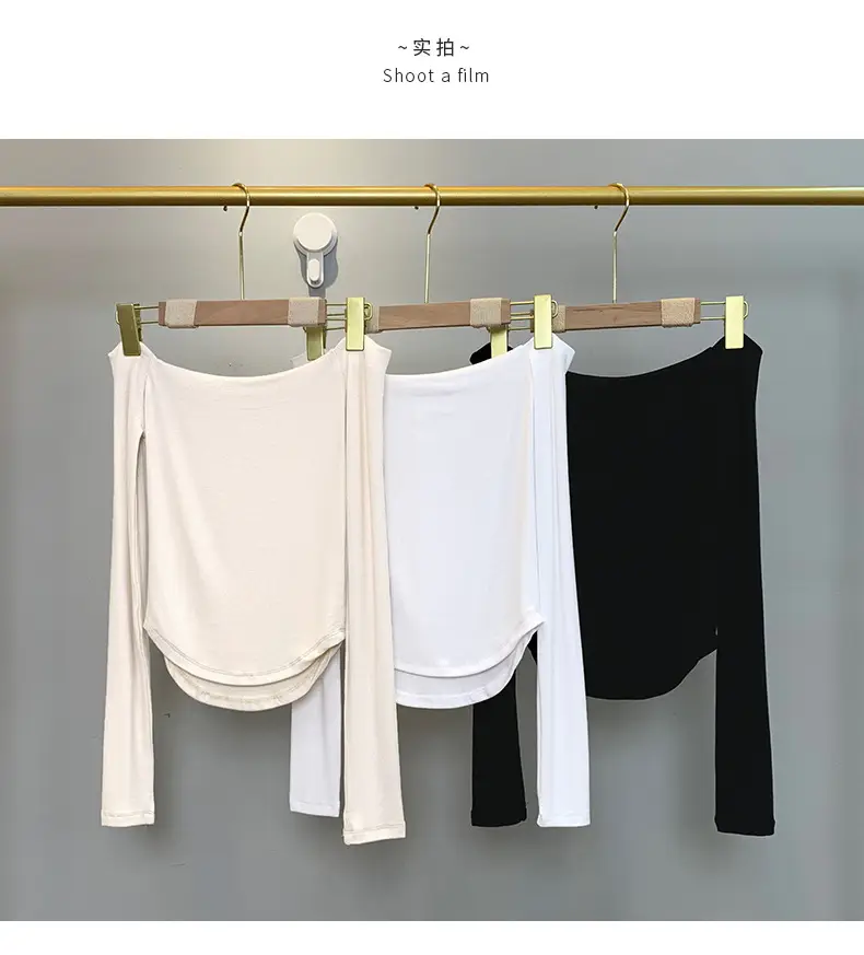 South Korea Slim Fit Long Sleeve T-Shirt Spice Girl Collar — feature 28