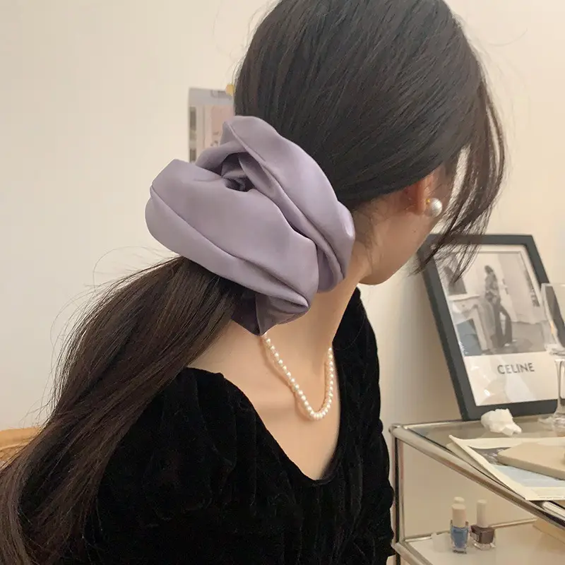 Purple Satin Hair Tie Ring for Women - Image 2
