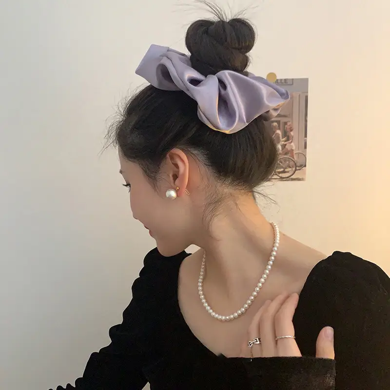 Purple Satin Hair Tie Ring for Women — feature 3