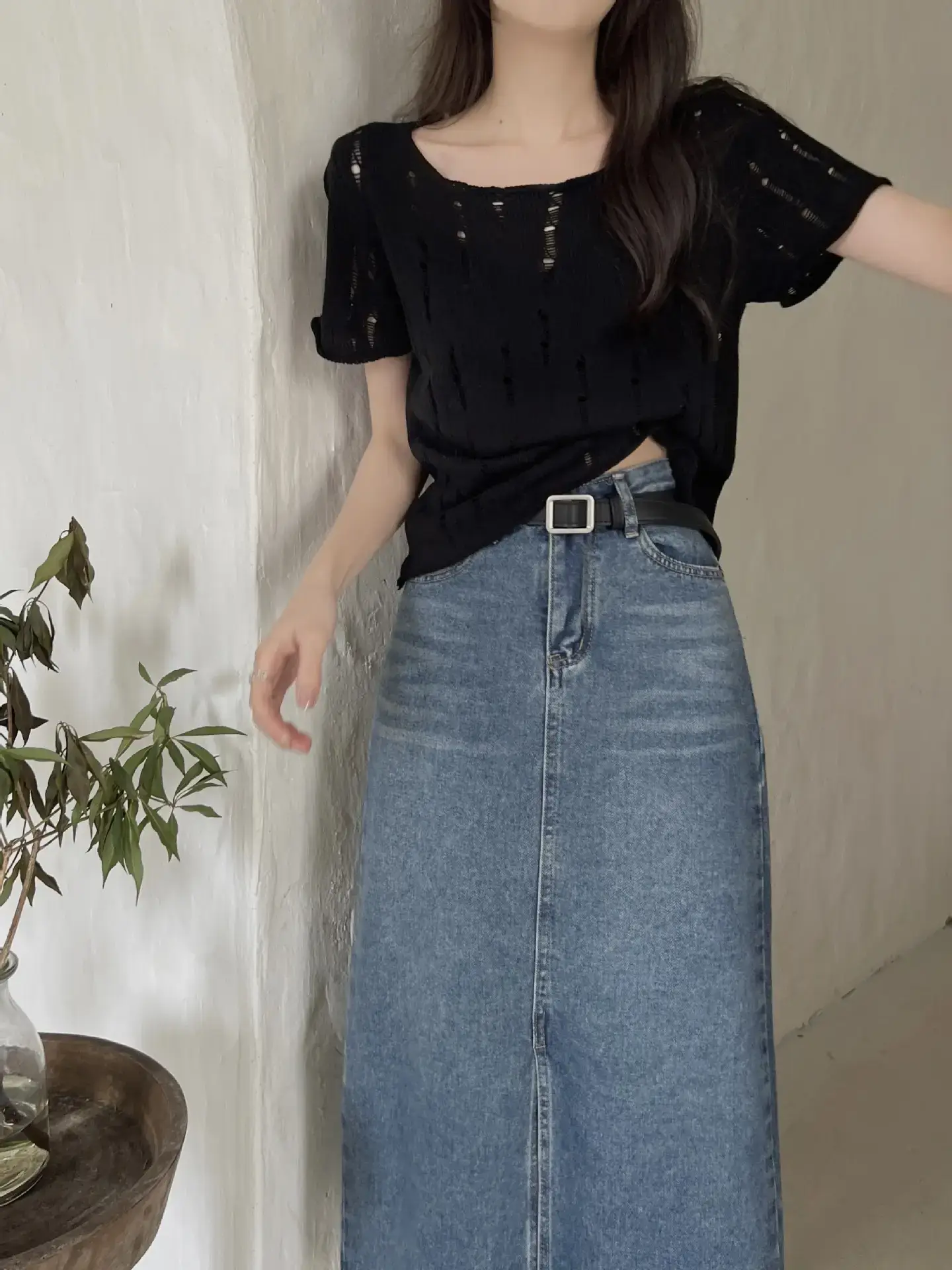 Women 2025 Summer Hollow Out Knitted T-Shirt Short Sleeve — feature 11