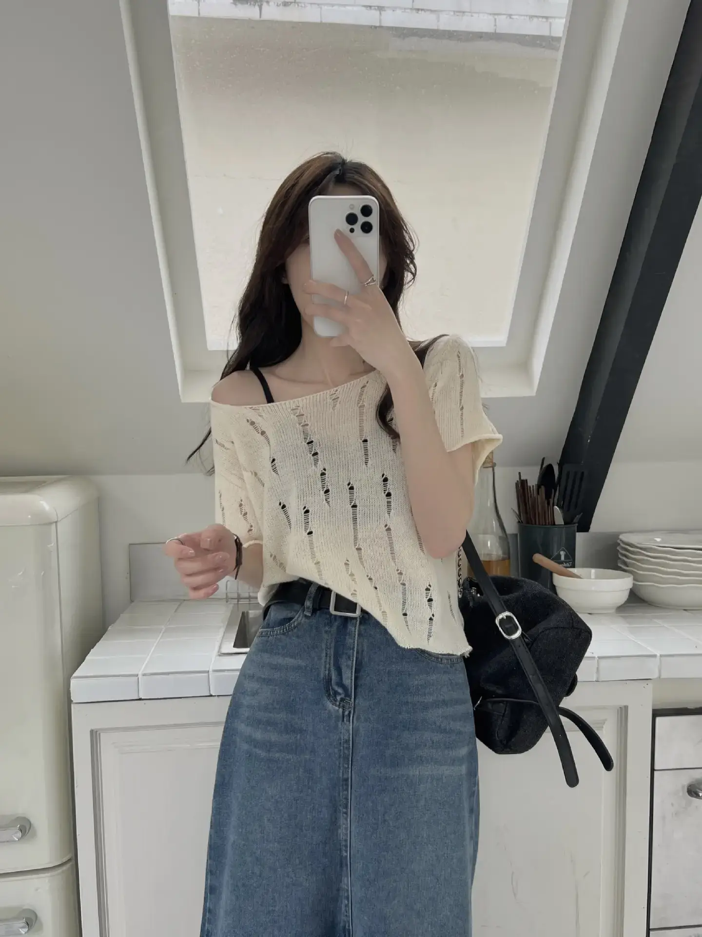 Women 2025 Summer Hollow Out Knitted T-Shirt Short Sleeve — feature 5