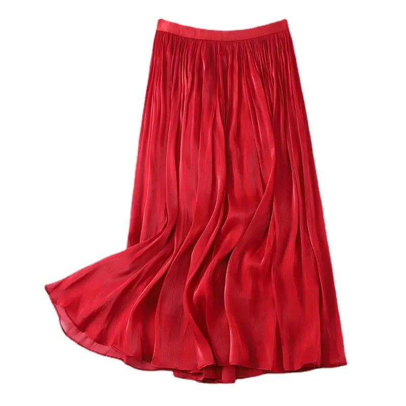 Elegant Silk Skirt Women's A-Line Draping - Image 15