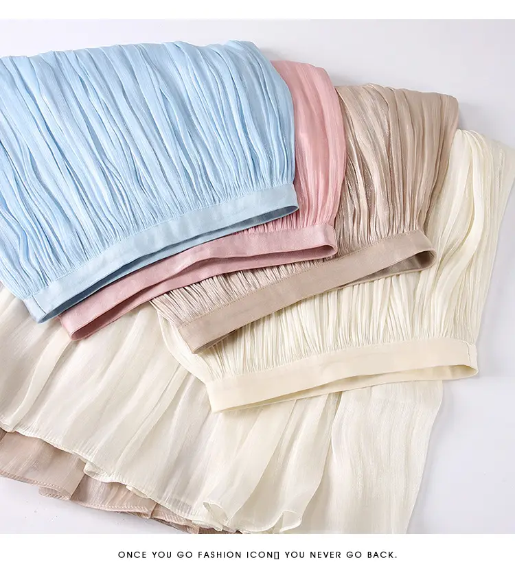 Elegant Silk Skirt Women's A-Line Draping — feature 13