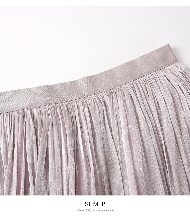 Elegant Silk Skirt Women's A-Line Draping — feature 15