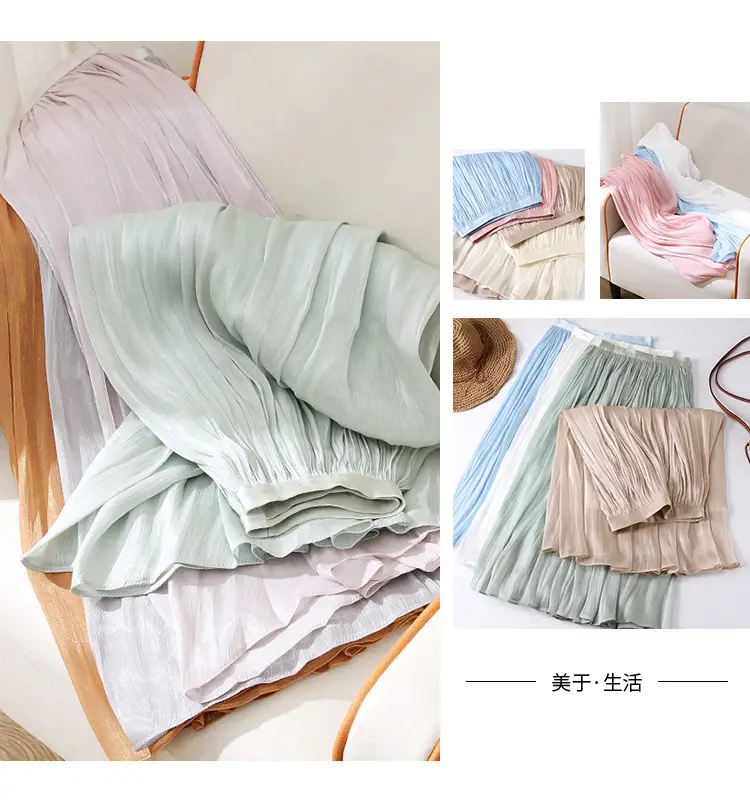 Elegant Silk Skirt Women's A-Line Draping — feature 3