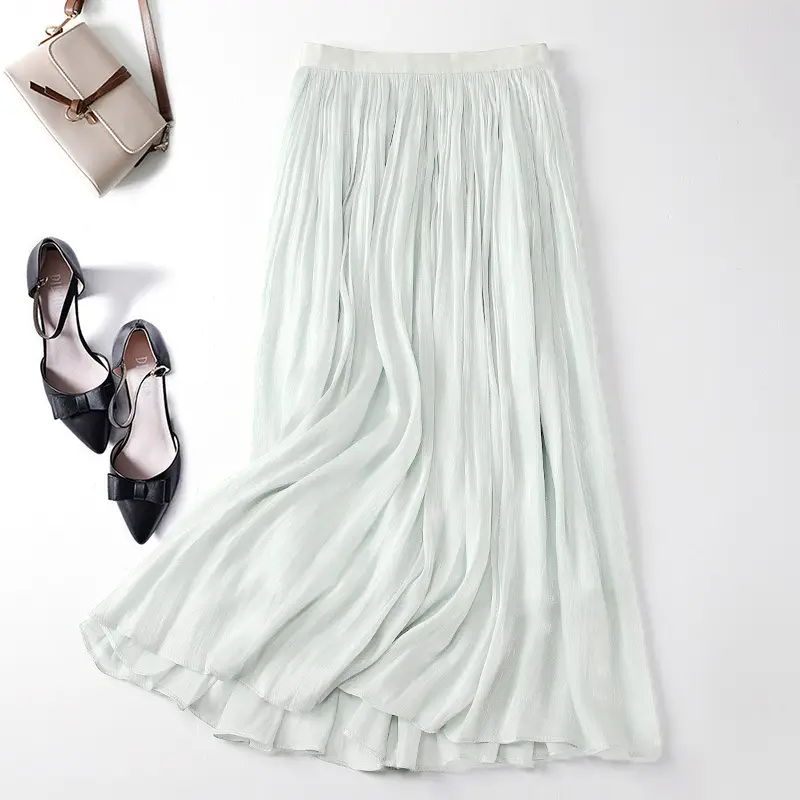Elegant Silk Skirt Women's A-Line Draping - Image 11