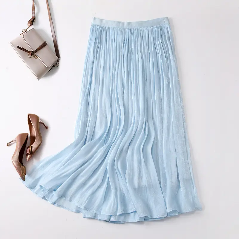 Elegant Silk Skirt Women's A-Line Draping - Image 5