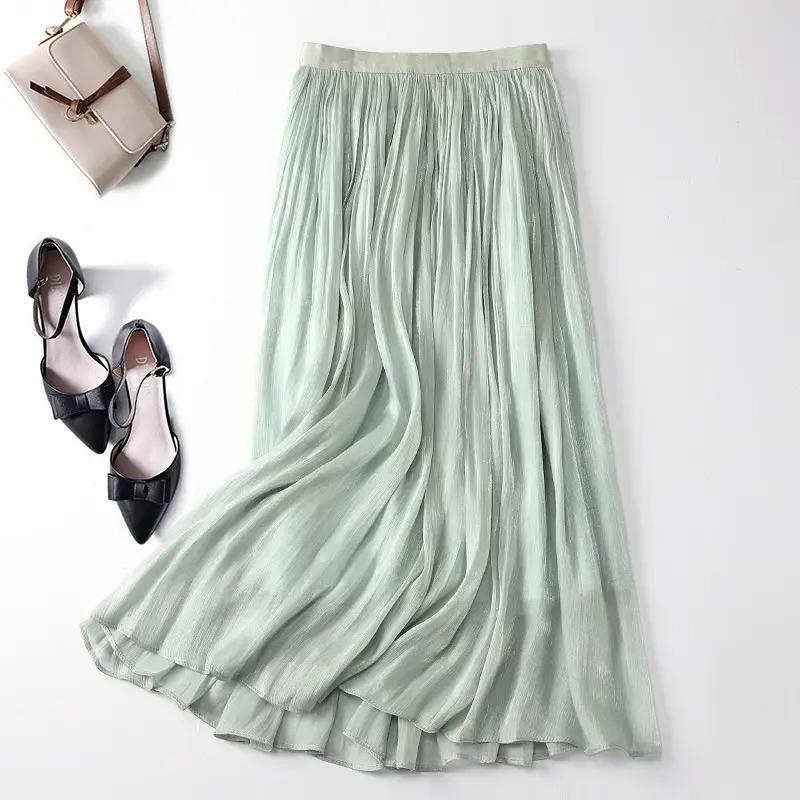 Elegant Silk Skirt Women's A-Line Draping - Image 7