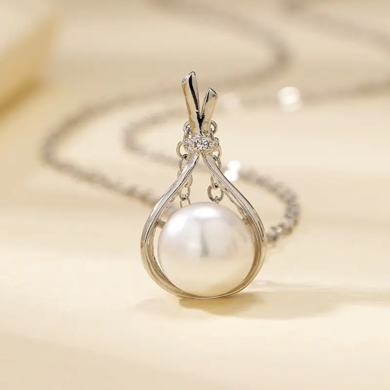 Gold Pearl Zircon Necklace for Women - Image 4