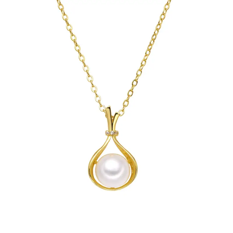 Gold Pearl Zircon Necklace for Women - Image 5