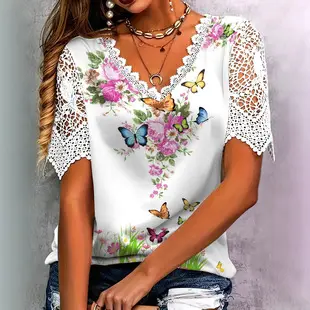 Women Printed V-Neck Dress Floral Brown Patterned — feature 29