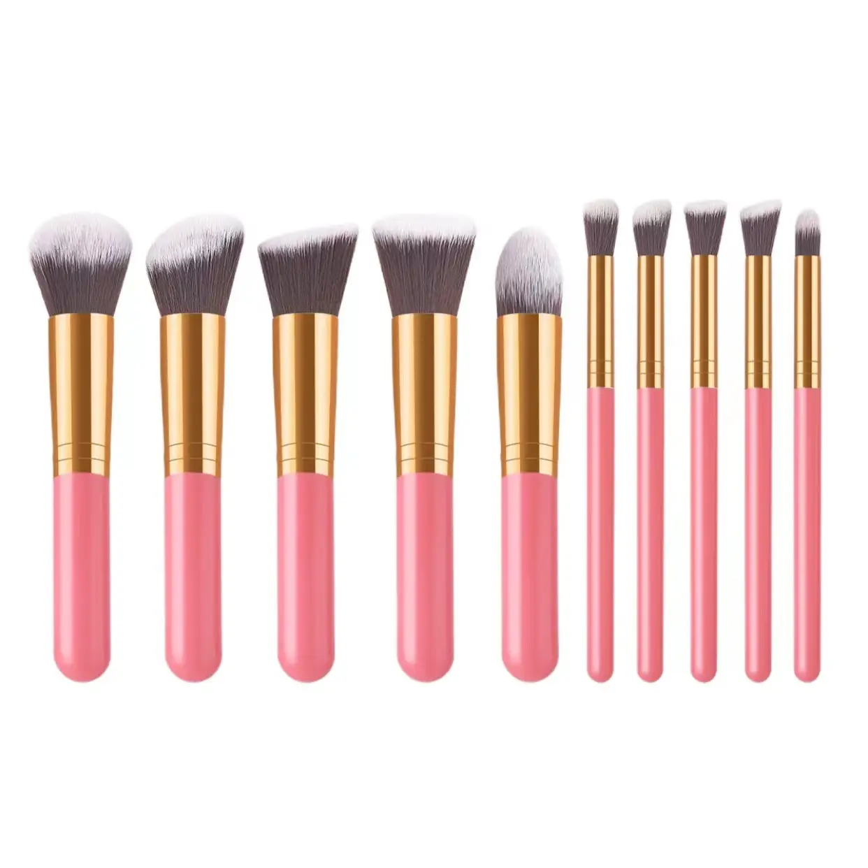 10 PCS Pink Makeup Brushes Set for Blush Foundation - Image 5