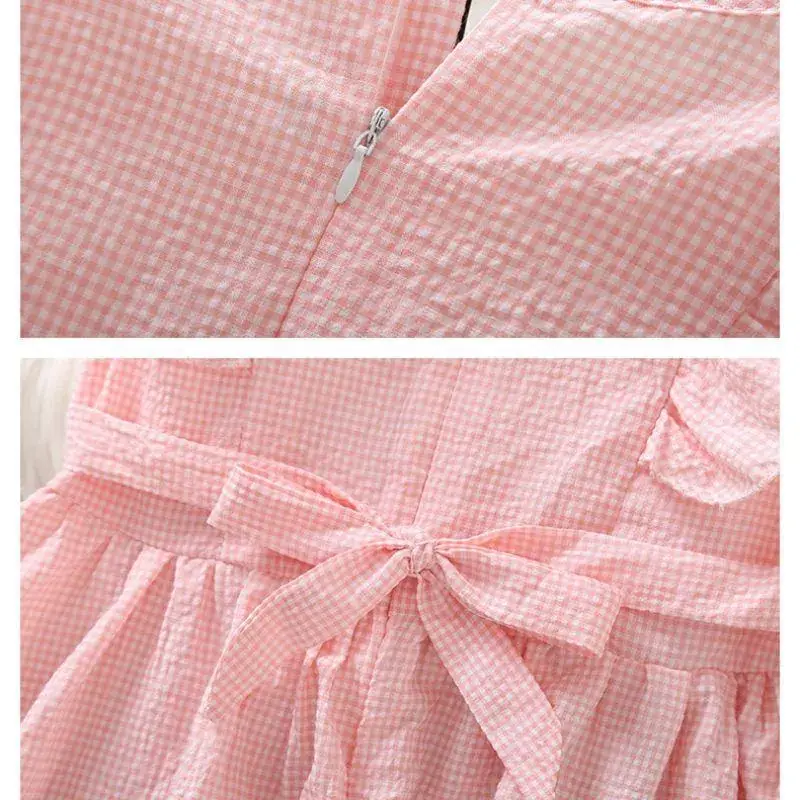 Girls Dress Blue Gingham Summer 2024 Medium Large — feature 12